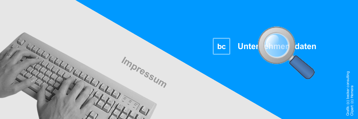 Bild: Tastatur und Lupe. Bildtext: Impressum.