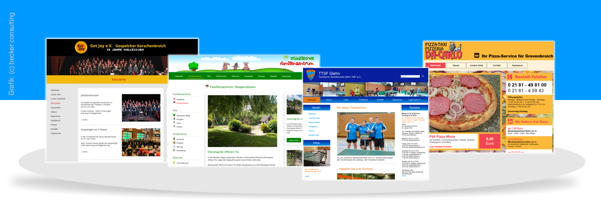 Bild: Screenshots von Homepages als Referenzen angezeigt